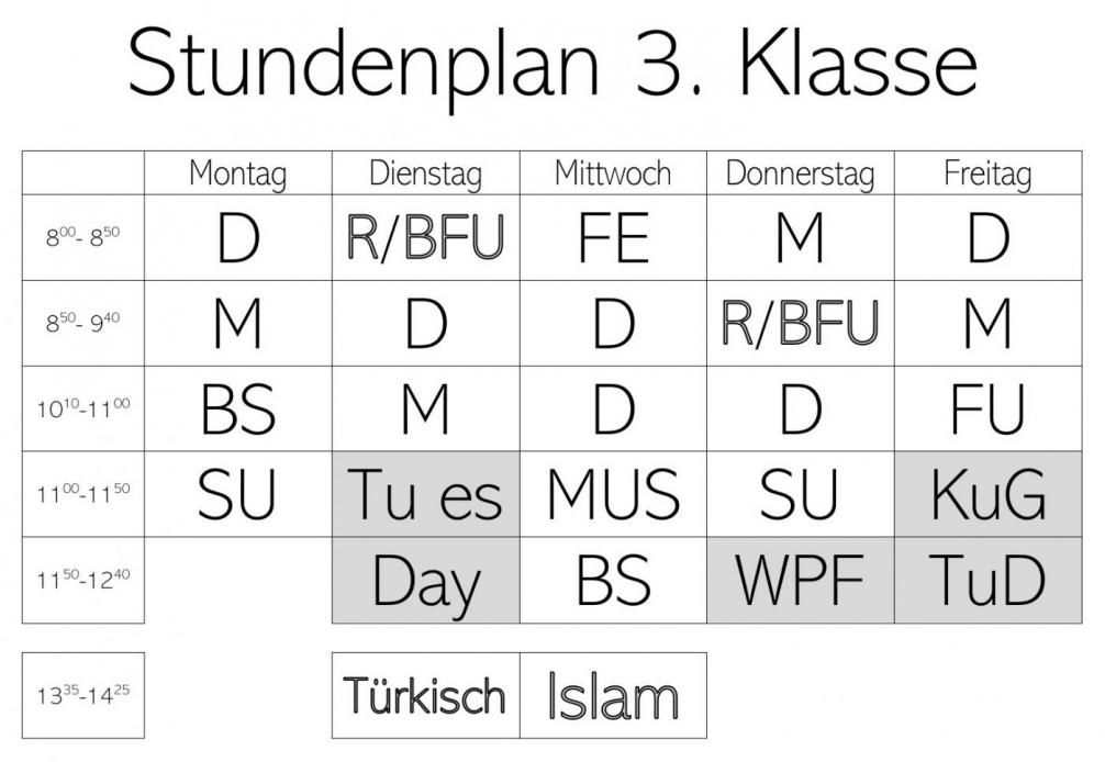 Stundenplan 3.Klasse